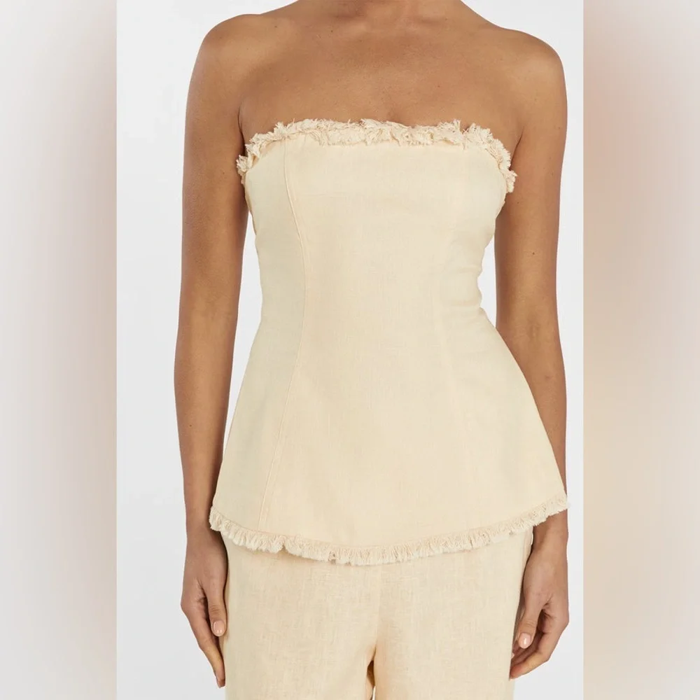 DISSH Pale Yellow Strapless Bustier Top - Picture 6 of 12